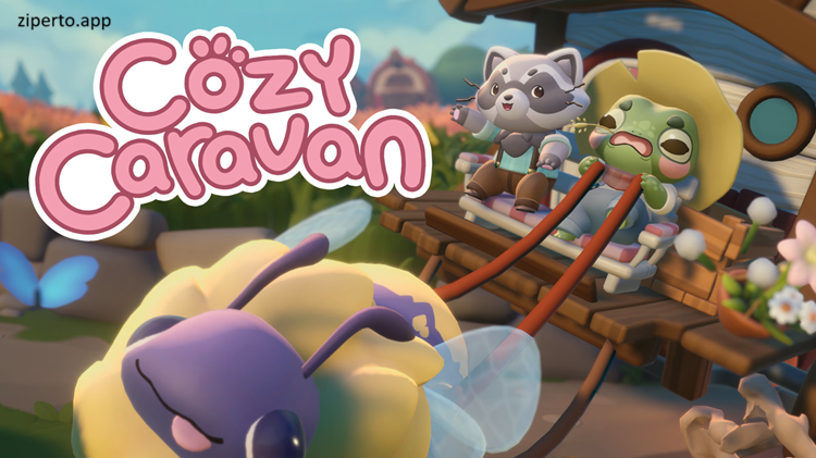 Cozy Caravan 2026 showing caravan traveling through a peaceful countryside with friendly animal characters.