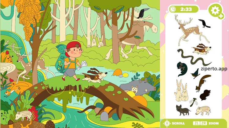 Cozy Hunt gameplay showing colorful illustrated scenes filled with hidden objects and cute details waiting to be discovered.