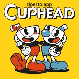 Cuphead gameplay showing Cuphead battling a colorful boss with projectiles and classic run-and-gun action.