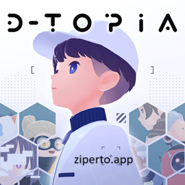 D-topia gameplay showing a futuristic residential community with colorful characters and clean sci-fi environments.