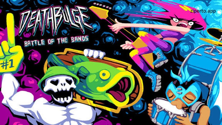 Deathbulge Battle of the Bands showing musicians battling strange enemies with music-themed attacks into RPG world.