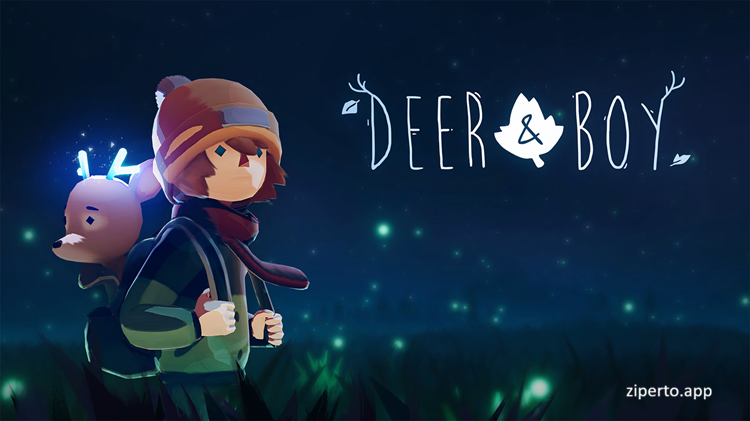 Deer & Boy gameplay showing a young boy traveling through a forest in a cinematic adventure setting.