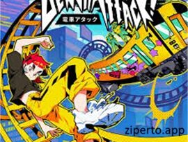 Denshattack! gameplay showing colorful arcade-style action, distinctive characters and reaction-based gameplay.