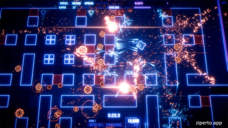 Devastator 2026 gameplay featuring intense twin-stick shooting and neon space battles.