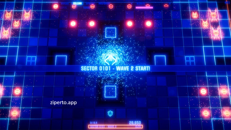 Devastator 2026 gameplay featuring intense twin-stick shooting and neon space battles.