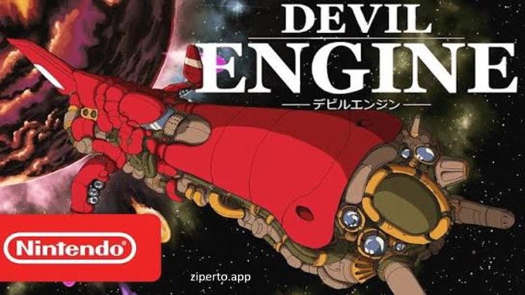 Devil Engine 2026 featuring the battling enemy fleets, bullets and mechanical threats across a dark pixel-art future.