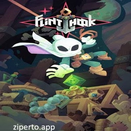 Flinthook gameplay showing the space pirate swinging through a colorful spaceship in fighting enemies and dodging attacks.