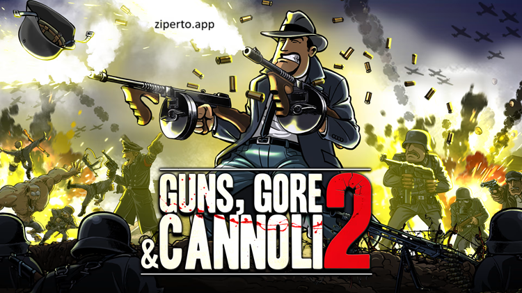 Guns Gore and Cannoli 2 2026 featuring Vinnie Cannoli, cartoon gunfights, zombies and fast platforming action.