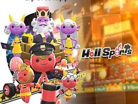 Hell Sports showing colorful teams battling in a fast football-style match with special abilities and a Hell-themed arena.