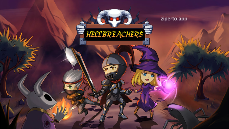 Hellbreachers gameplay showing a pixel-art hero fighting enemies filled with platforms, traps and supernatural creatures.