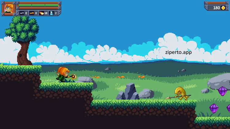 Hellbreachers gameplay showing a pixel-art hero fighting enemies filled with platforms, traps and supernatural creatures.
