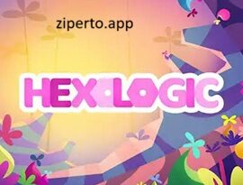 Hexologic gameplay showing a colorful hexagonal puzzle board with connected dots in a relaxing logic challenge.
