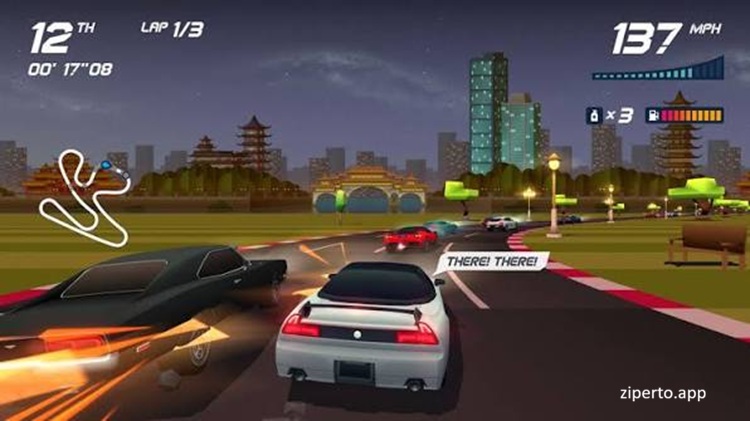 Horizon Chase Turbo 2026 featuring colorful racing cars, retro tracks, Nitro boosts and fast arcade racing action.