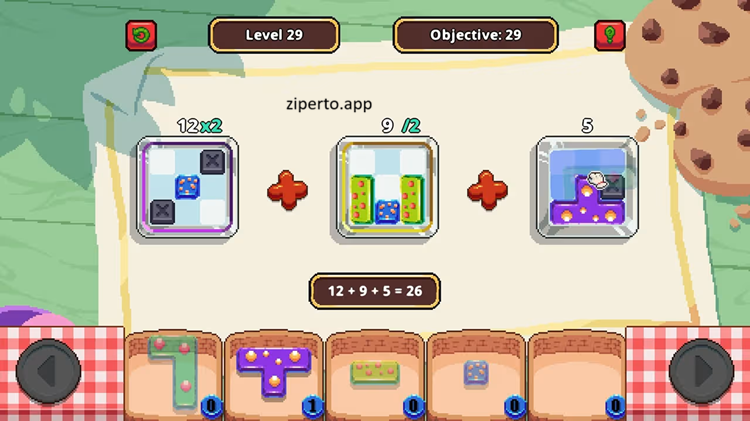 Jelly Math gameplay showing colorful jelly characters, numerical puzzles and bright educational activities.