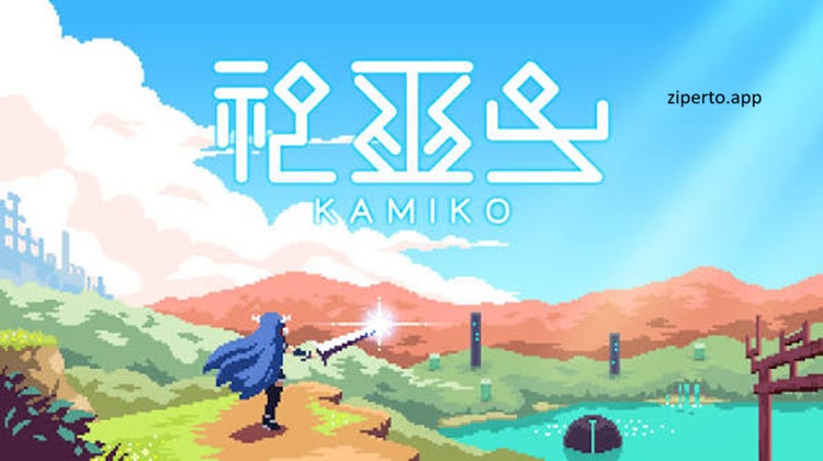 Kamiko 2026 featuring shrine maidens, pixel-art landscapes, demon battles, sacred gates, puzzles and arcade action.