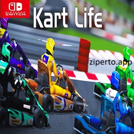 Kart Life gameplay showing a colorful 3D kart racing around a winding circuit with sharp turns and arcade-style racing action.