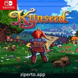 Kynseed 2026 gameplay showing a colorful pixel-art village with exploring the countryside, buildings and fantasy surroundings.