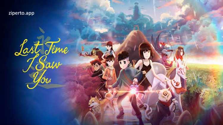 Last Time I Saw You 2026 exploring a hand-drawn 1980s Japanese town with forests and colorful adventure scenes.