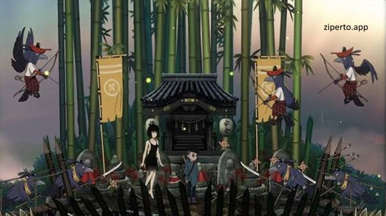 Last Time I Saw You 2026 exploring a hand-drawn 1980s Japanese town with forests and colorful adventure scenes.