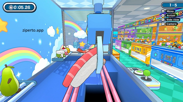 Let’s Aim! Crane Game 2026 gameplay showing a colorful crane machine grabbing prizes with precise positioning and timing.