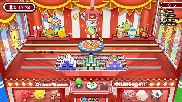 Let's Aim! Crane Game 2026 gameplay showing a colorful crane machine grabbing prizes with precise positioning and timing.