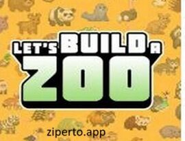 Let's Build a Zoo 2026 featuring colorful pixel art, animal enclosures, visitors and zoo management gameplay.