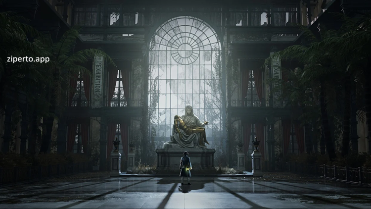 Lies of P: Complete Edition gameplay showing Pinocchio fighting mechanical puppets in the dark Gothic city with combat abilities.