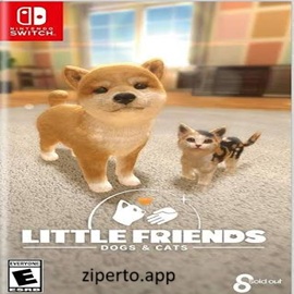 Little Friends: Dogs & Cats gameplay showing adorable puppies and kittens during feeding, training and pet care activities.