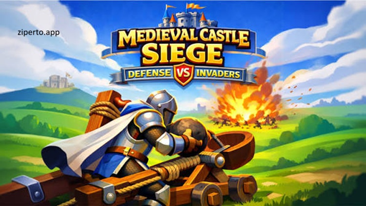 Medieval Castle Siege Defense vs Invaders 2026 gameplay showing a fortified castle defending against waves of invading enemies.