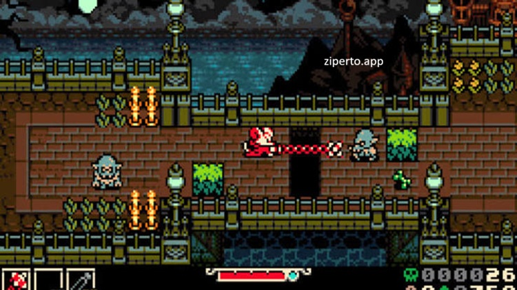 Mina the Hollower 2026 is exploring a dark pixel-art island with her whip in facing Gothic fantasy environments.