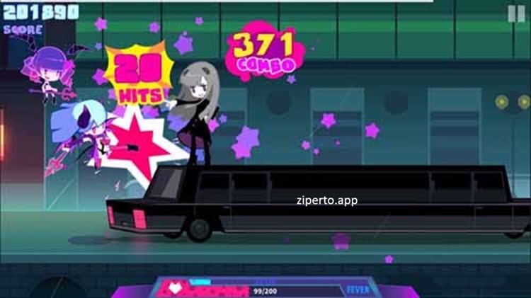Muse Dash rhythm gameplay featuring anime characters, colorful side-scrolling action and fast-paced beat challenges.