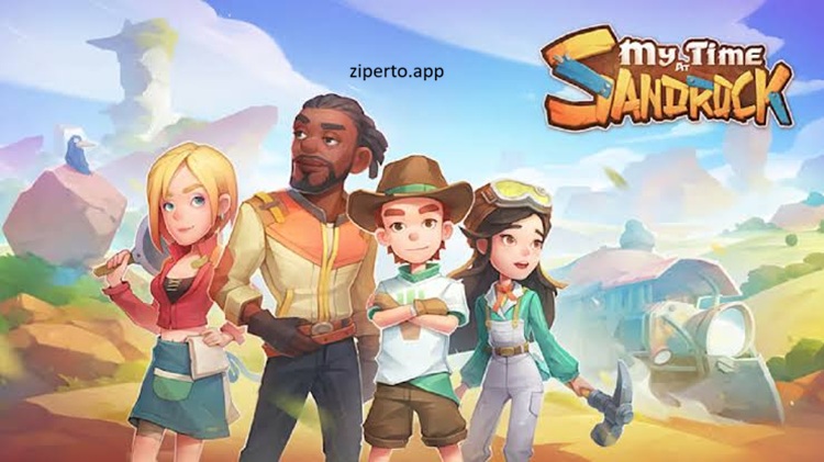 My Time at Sandrock featuring a desert workshop, colorful characters, crafting, farming and exploration.