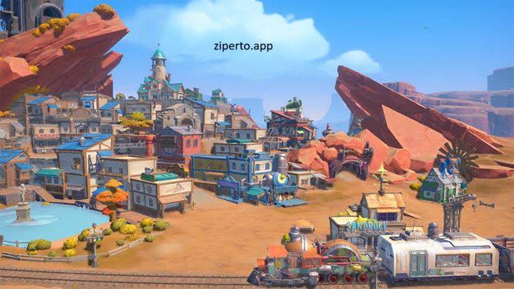 My Time at Sandrock featuring a desert workshop, colorful characters, crafting, farming and exploration.
