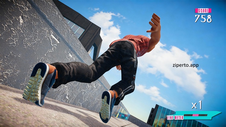 Parkour Simulator 2026 gameplay showing rooftop parkour, wall running, precision jumps, fast movement and traversal mechanics.
