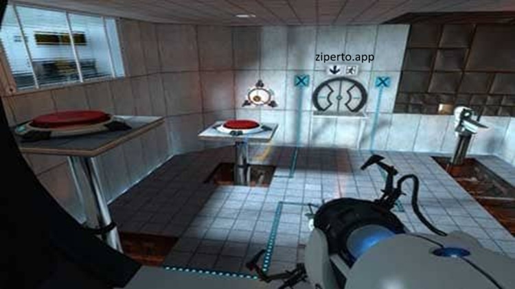 Portal 2026 featuring a test chamber, glowing portals, puzzle platforms and GLaDOS in a puzzle adventure.
