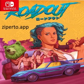 RoadOut gameplay showing post-apocalyptic driving, twin-stick combat, vehicle customization, cybernetic upgrades and enemy battles.