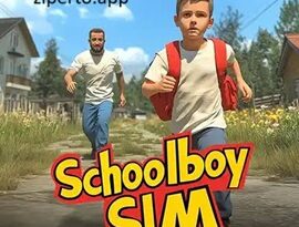 SCHOOLBOY SIM gameplay showing a schoolboy sneaking through a house, searching rooms and avoiding his parents.