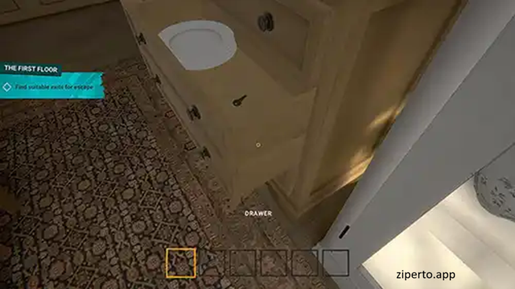 SCHOOLBOY SIM gameplay showing a schoolboy sneaking through a house, searching rooms and avoiding his parents.