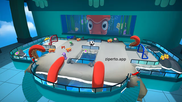 Sausage Sports Club is showing floppy animal athletes competing in colorful arenas with playful environments.