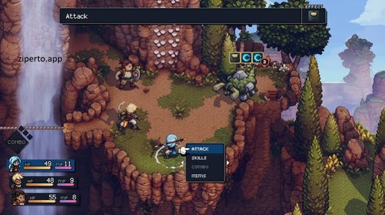 Sea of Stars gameplay featuring turn-based combat, fantasy landscapes, magical exploration and Solstice Warriors.