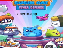 Sushi Cat – Tower Defense gameplay featuring cute sushi characters, colorful defense stages, upgrades and cartoon action.