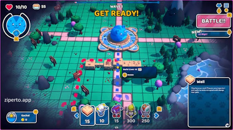 Sushi Cat – Tower Defense gameplay featuring cute sushi characters, colorful defense stages, upgrades and cartoon action.