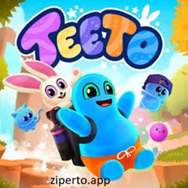 Teeto Switch gameplay showing the blob hero and bunny companion exploring a colorful 3D world and battling shadow creatures.