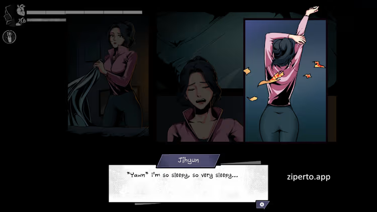 The Coma 3: Bloodlines Switch gameplay showing a character exploring a dark school environment in avoiding supernatural threats.