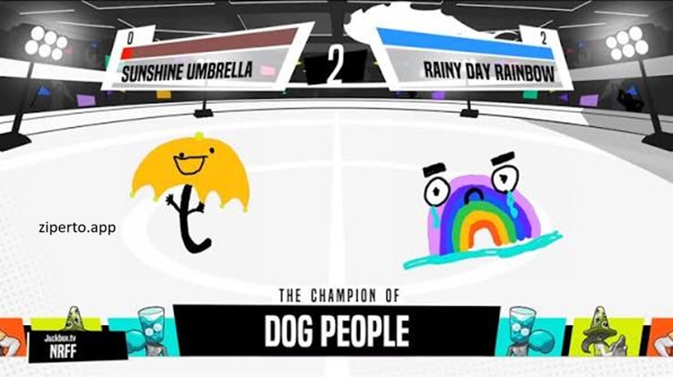 The Jackbox Party Pack 7 2026 featuring five party games, colorful cartoon graphics, drawings and group gameplay.