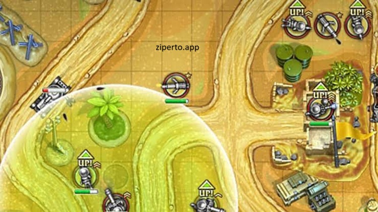 Toy Defense 2026 showing toy soldiers defending a military base with cannons, airplanes and enemy forces.