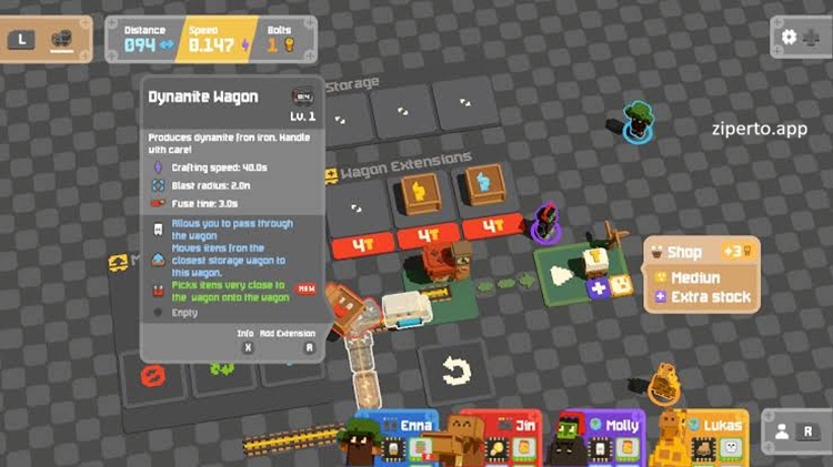 Unrailed 2: Back on Track 2026 featuring players building railway tracks, colorful environments and chaotic co-op action.