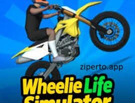 Wheelie Life Simulator gameplay showing a motorcycle rider with detailed riding environments and realistic bike physics.