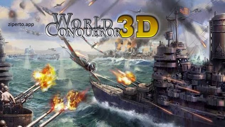World Conqueror 3D 2026 showing military units, strategic territories, artillery and World War II turn-based battles.