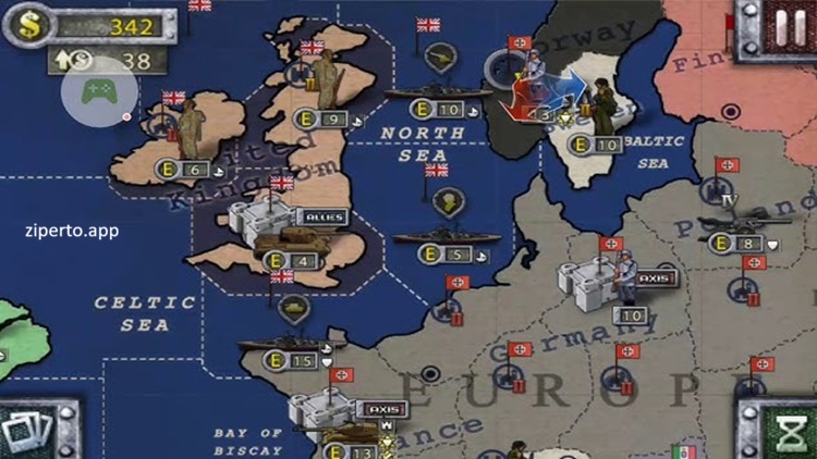 World Conqueror 3D 2026 showing military units, strategic territories, artillery and World War II turn-based battles.